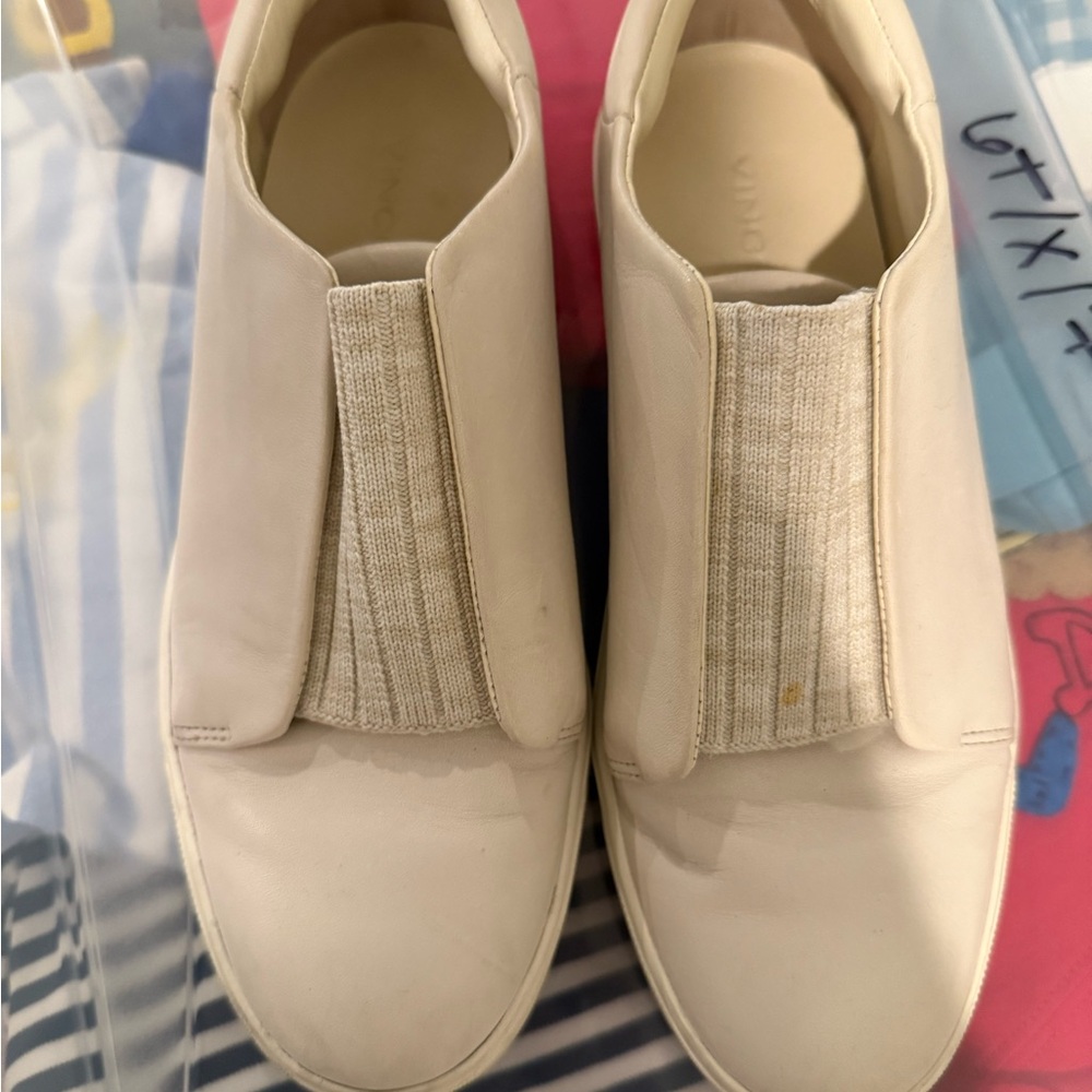 Vince White Slip-On Sneakers